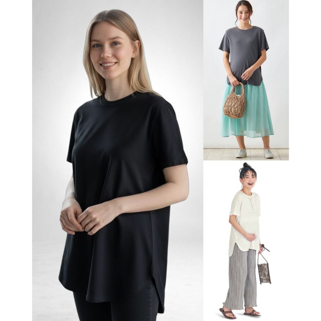 Kaos Tunic Wanita Bahan Katun Adem Nyaman & Stylish | Women's Tunic Tee - 9131