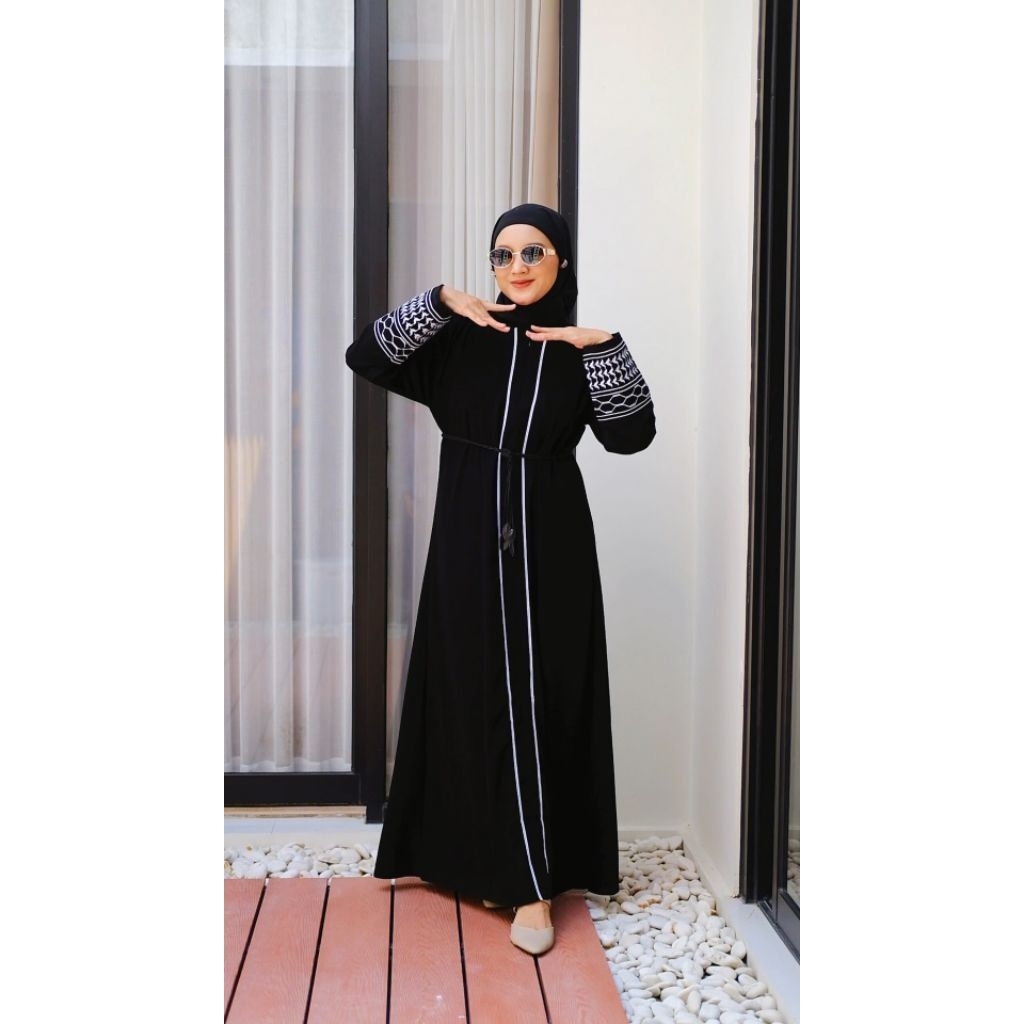 Abaya ZHAFIRA Jubah Hitam Arab Turki Turky Maroko Mesir Saudi Madinah Dubai India Murah Umroh Haji M