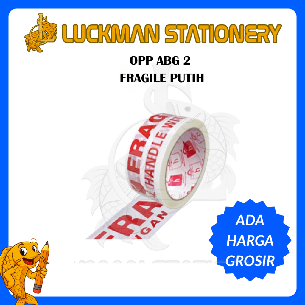 

OPP ABG FRAGILE PUTIH PACKAGING TAPE 48mm x 100m Durable