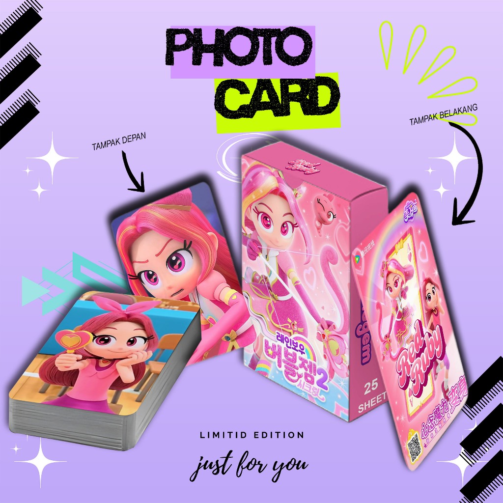 PHOTOCARD SET RED RUBY RAINBOW BUBBLEGEM PREMIUM 25 SHEET