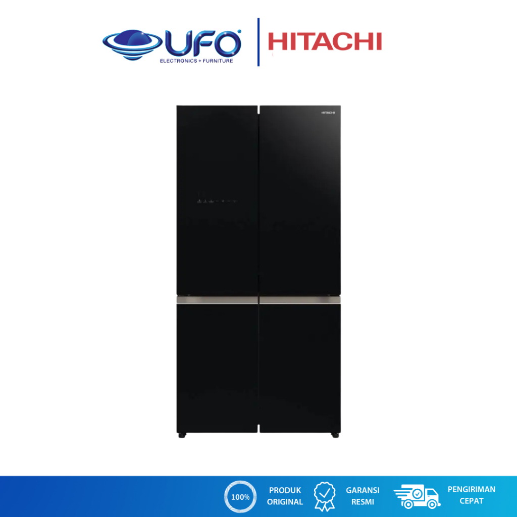 Hitachi Kulkas Multi Doors 4 Pintu Bottom Freezer 713L Glass Black R-WB700VGD2GBK