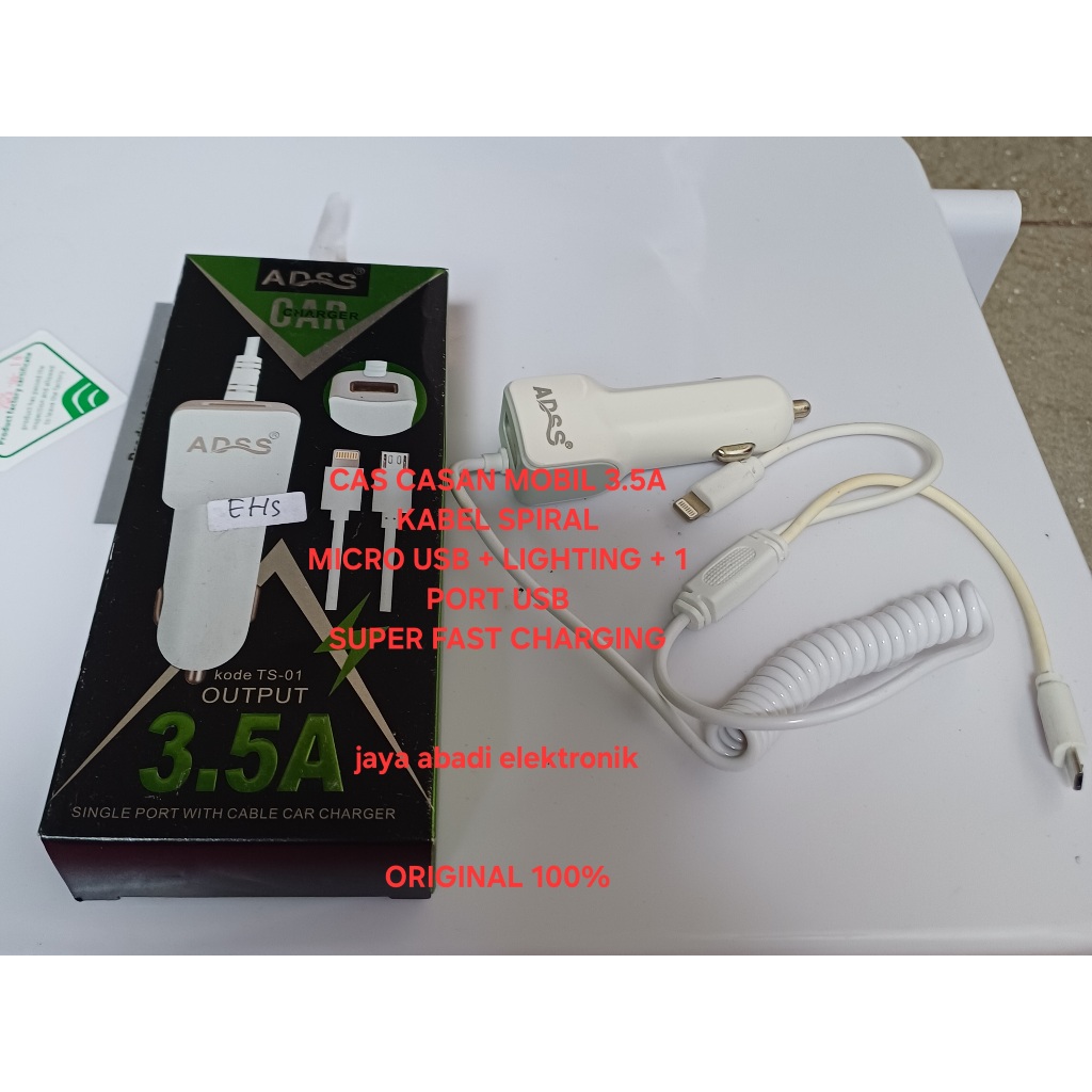 H11 CAR CHARGER SPIRAL SPRING TRAVEL ADAPTER CAS CASAN MOBIL USB CHARGE HP PONSEL GADGET DUA COLOKQN