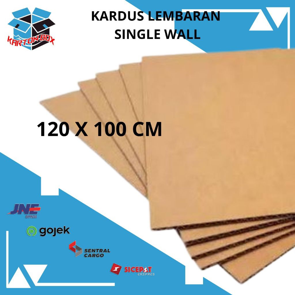 karton kardus lembaran/Bahan lembaran 120x100 Single wall polos