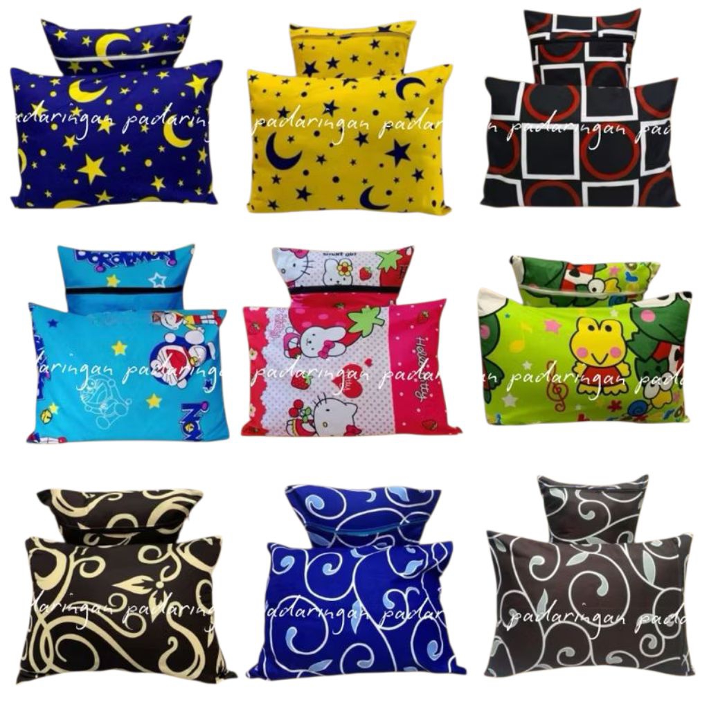 (4pcs)Sarung Bantal Resleting Bahan Katun Polymicro Harga Grosir Motif Terbaru