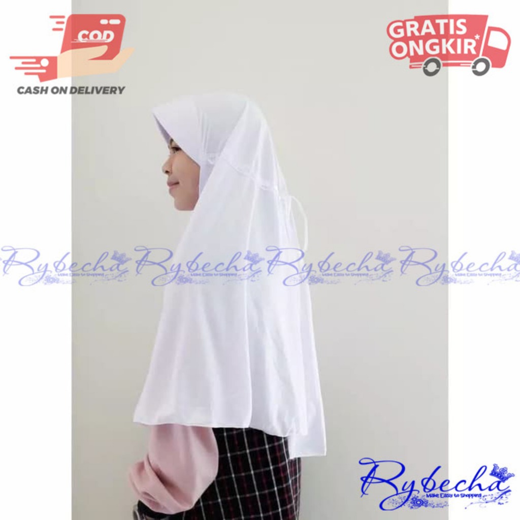 Kerudung Sekolah SD Serut Pita Hemi Hijab Instan Anak Rabbani Kw