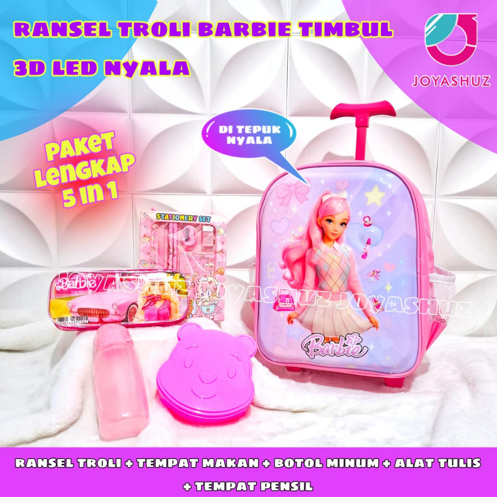 KEKINIAN Tas Koper Anak TK Perempuan Berbonus - Ransel Berbie Anak - Tas Kuromi Anak TK - Tas