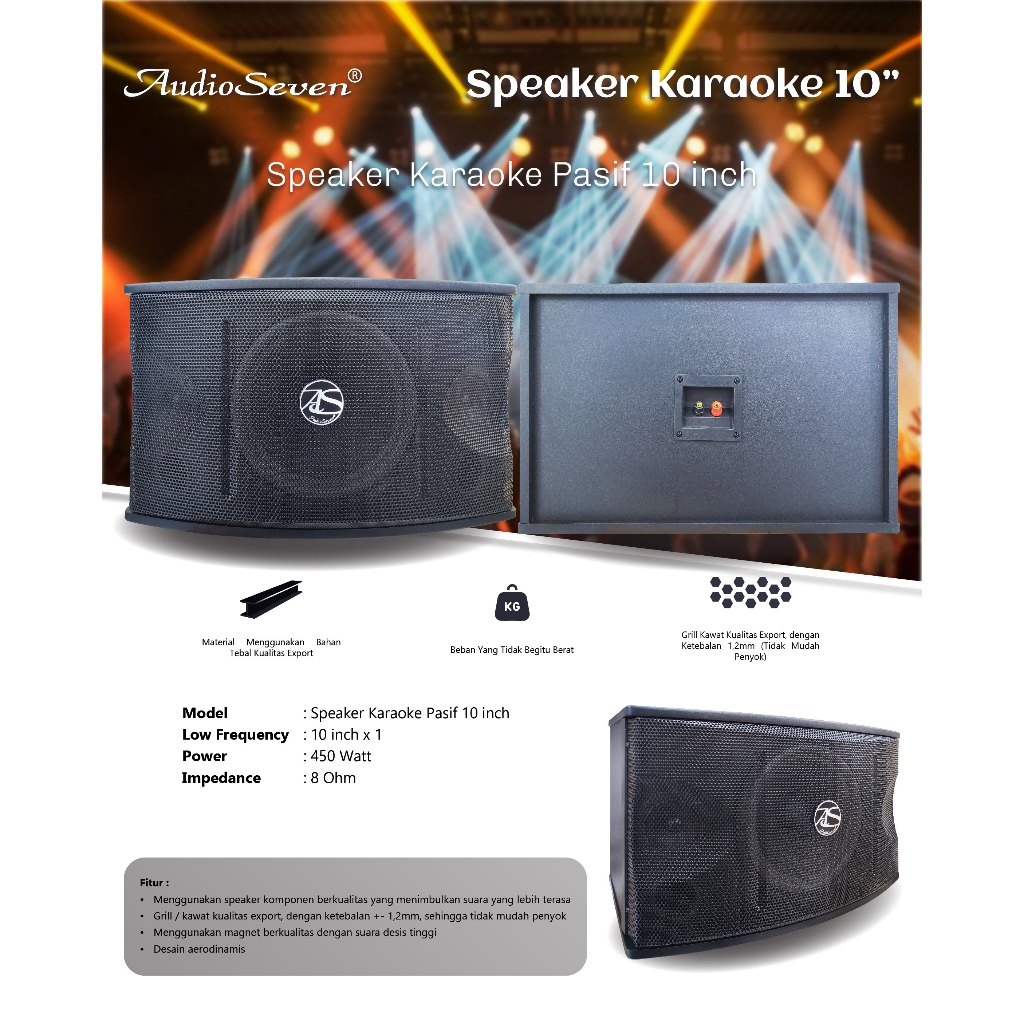 Speaker Karaoke 450 watt 10 inch Audio Seven Original High Quality