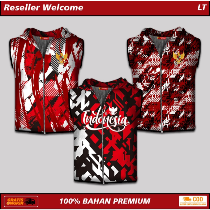 Rompi Unisex Premium Motif Indonesia Raya Vest Sepeda Running Zumba  Outdoor Sports