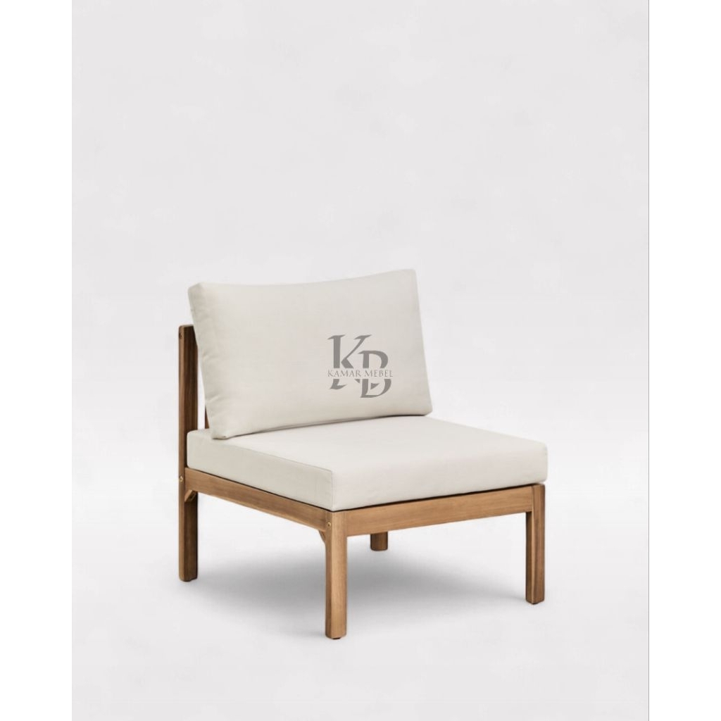 kursi santai kursi cafe kursi kayu jati anyaman+ bantalan