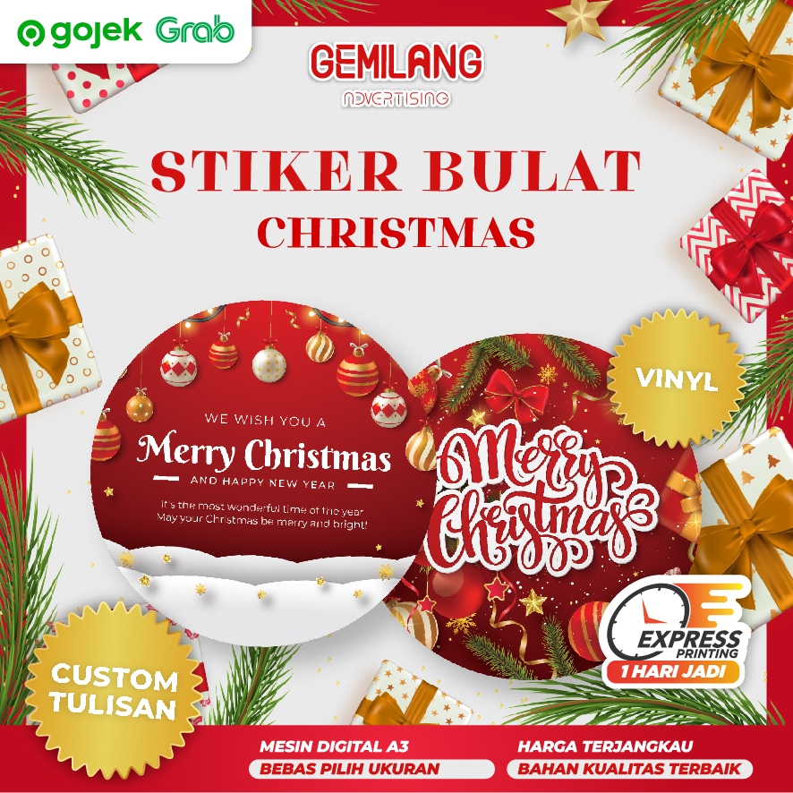 Sticker Bulat Spesial Natal & Tahun Baru Hampers/Stiker Segel Box/Packaging/Toples Makanan/Label Pen