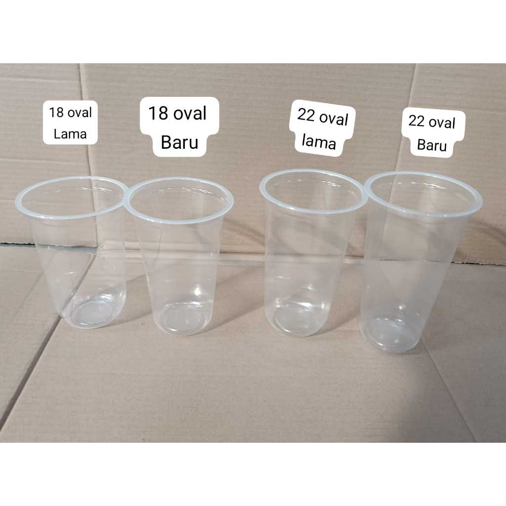 [50pcs] Gelas Plastik OVAL 18, 22 Oz / Gelas Plastik Kopi / Gelas Plastik Tahan Panas / Gelas Plasti