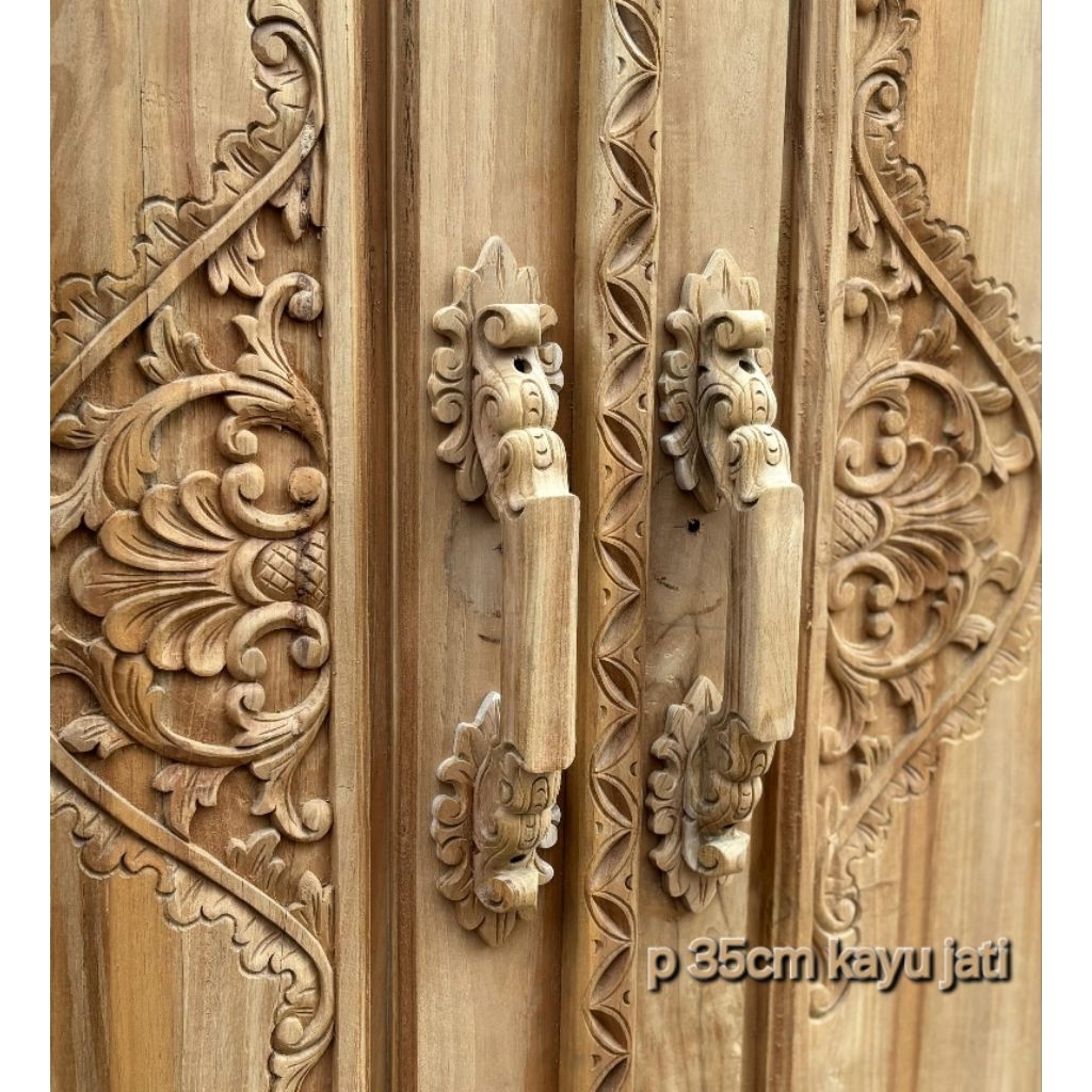 ukiran35cm. gagang pintu kayu jati/handle pintu