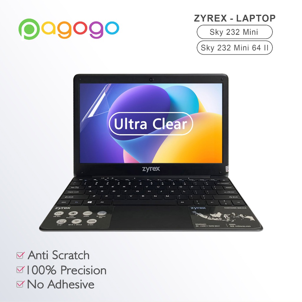 Precut Garskin Laptop Stiker Skin Keyboard Protector Screen Guard Compatible with Zyrex Sky 232 Mini
