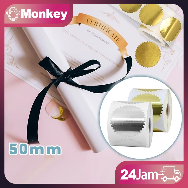 250pcs Sticker Gold Emboss Sertifikat Sticker Seal Untuk Emboss Stamp Sticker Emboss Stiker Logo