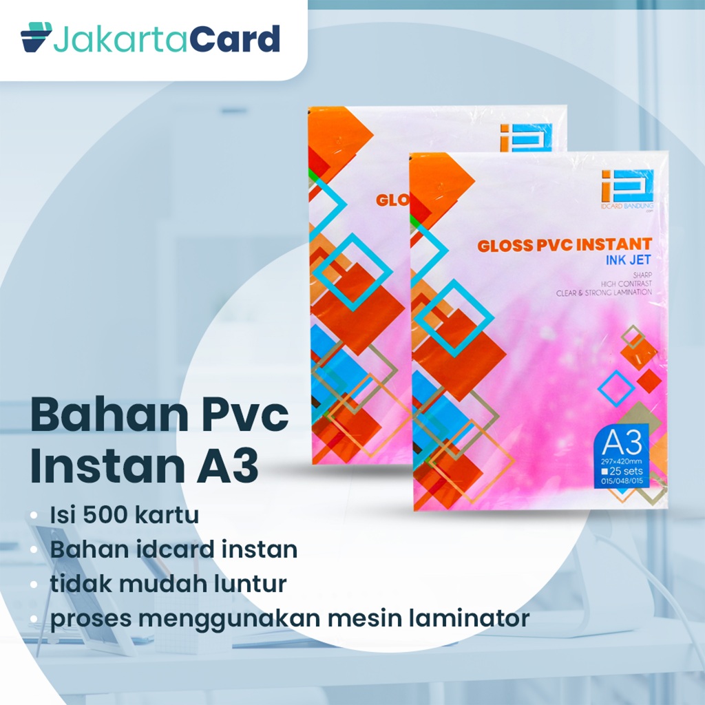 bahan id card instan ukuran A3 print inkjet dan laser, idcard instan print dan laser a3
