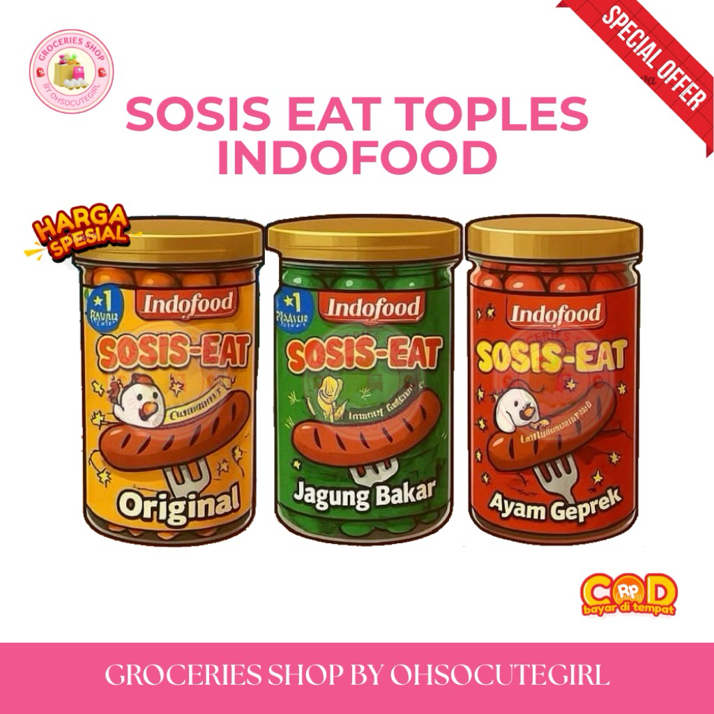 [17 PCS] SOSIS EAT INDOFOOD RASA AYAM GEPREK ORIGINAL JAGUNG BAKAR 1 TOPLES 17 PCS SOSIS BARU VIRAL 
