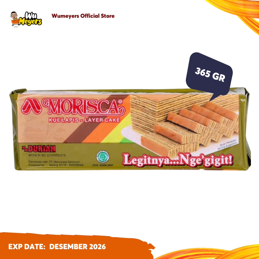 Morisca Kue Lapis Legit Durian 365gr - Layer Cake Siap Saji