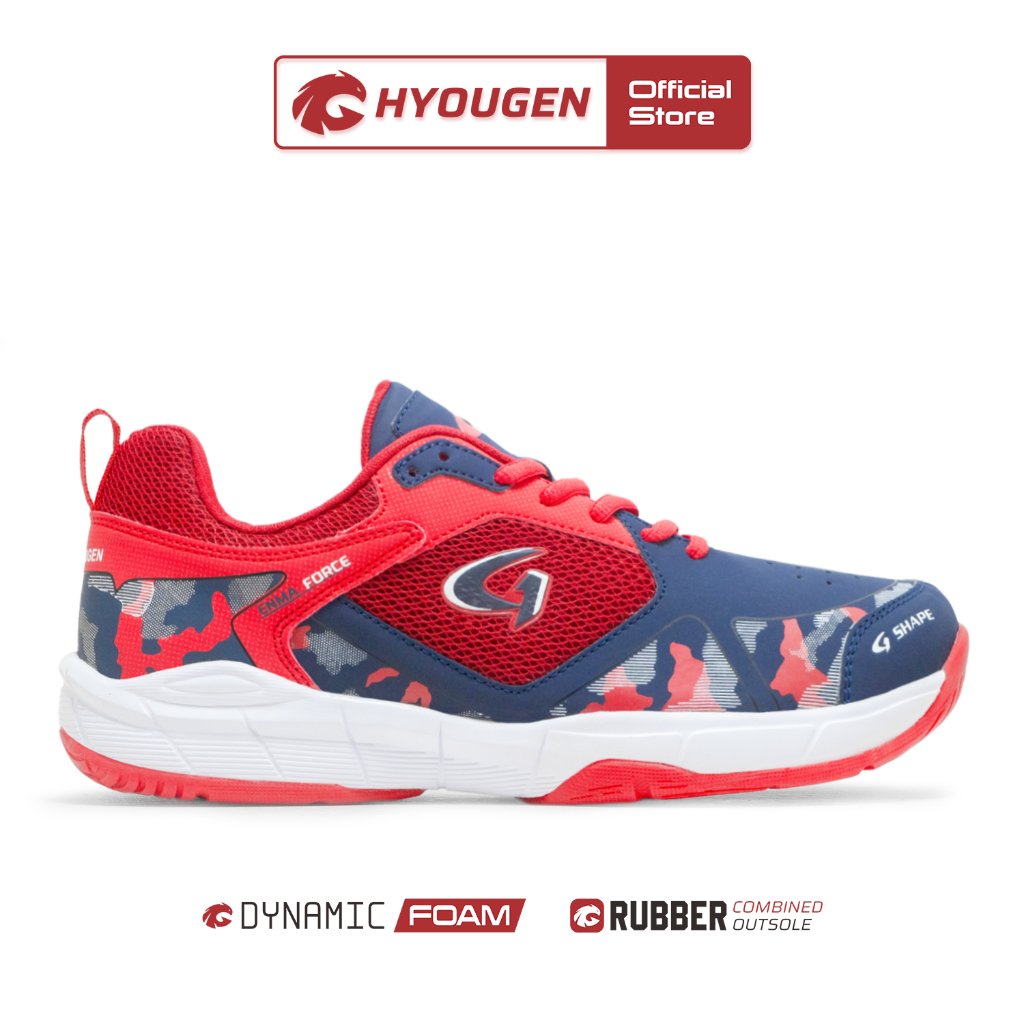 HYOUGEN Enma Force Merah Navy Sepatu Badminton Size 39-44