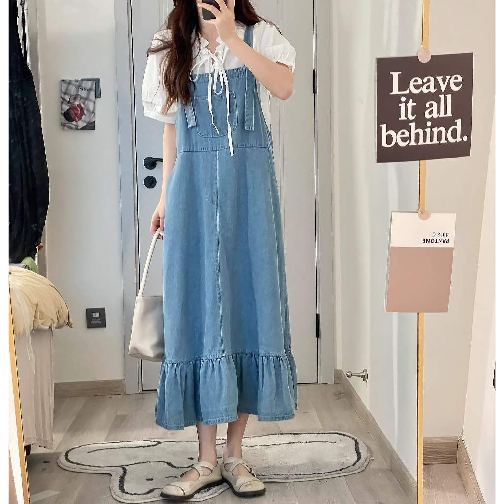 Gaun denim muslim Maxi Dress Biru LONG DRESS