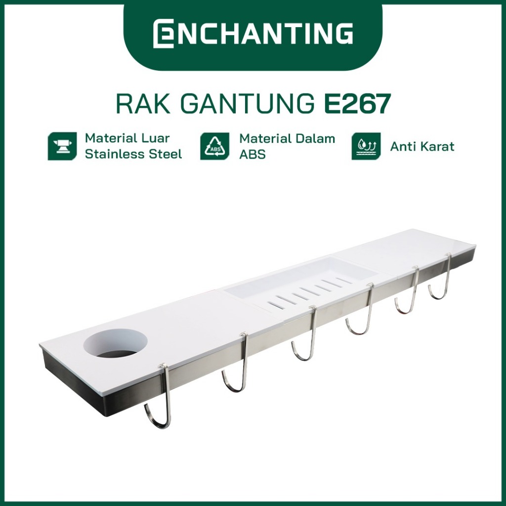 ENCHANTING Rak Gantung Dinding Material ABS Minimalis Tebal Kokoh Anti Karat 6 Hook Europe Enchantin