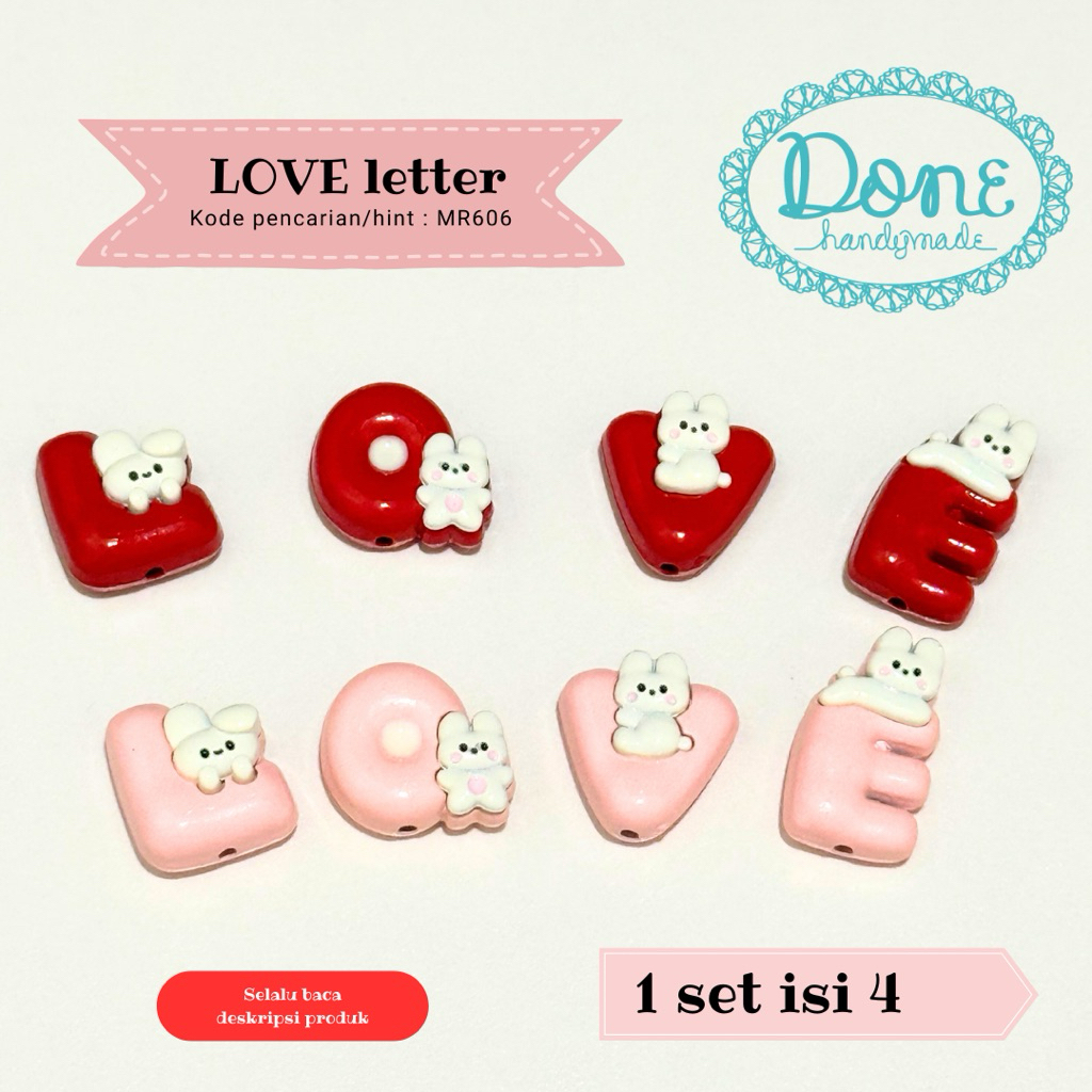 Done handymade Manik besi manik metal manik love manik huruf love manik valentine manik besi set man