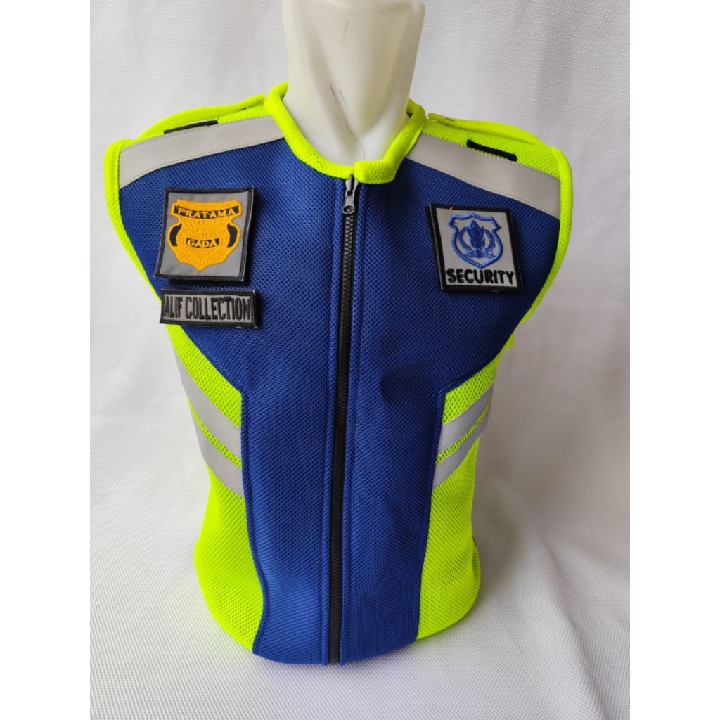 Rompi Security Tebal Terbaru / Biru kombinasi Stabilo