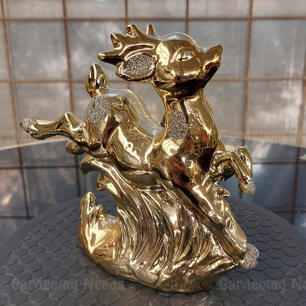 Patung Pajangan KANCIL Keramik Emas Gold Dekorasi Rumah Hiasan KANCIL