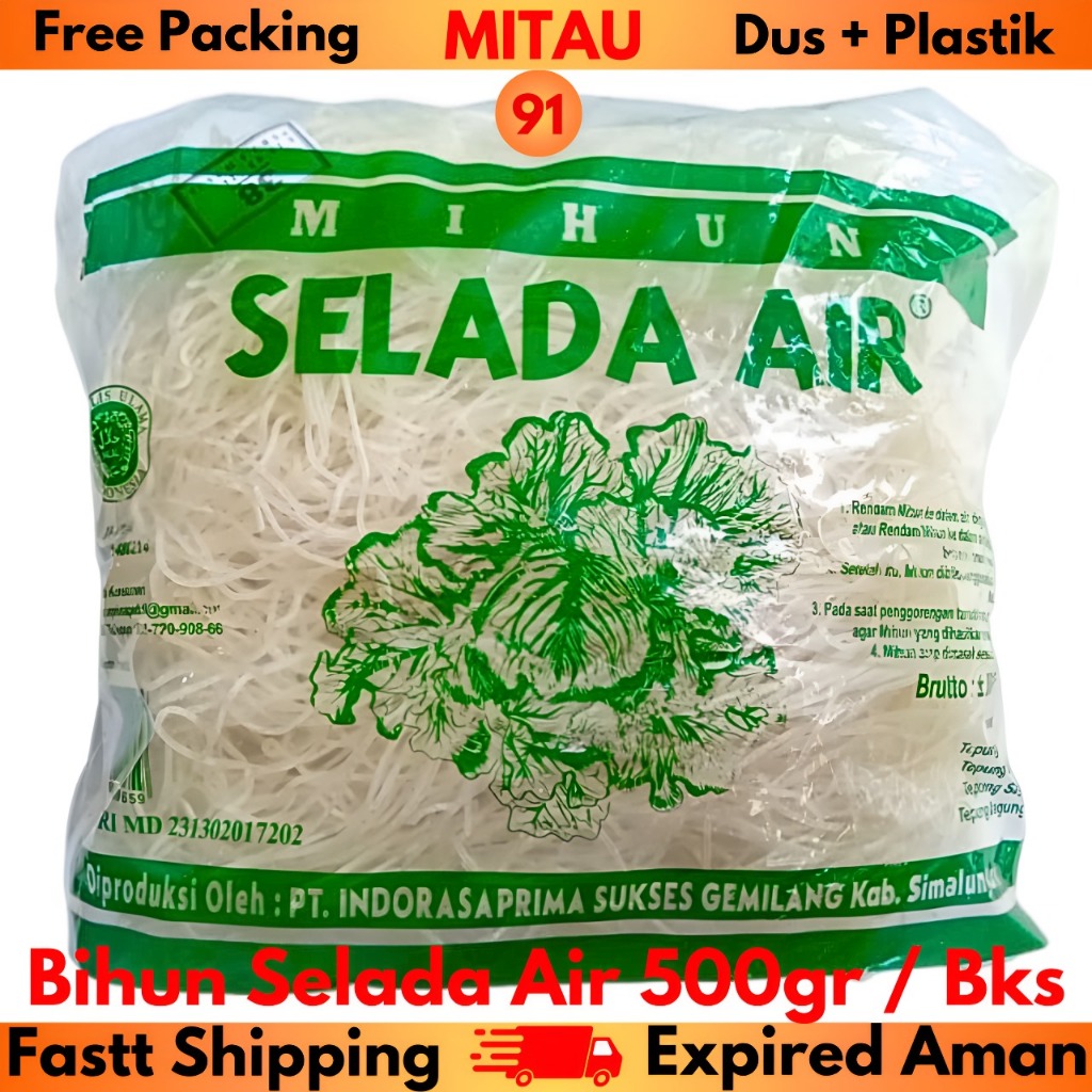 Bihun Selada Air 500gr / Bks Packing Plastik Hitam