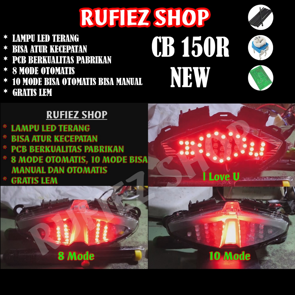 Custom lampu stoplamp running CB 150 R NEW CB150X New Streetfire 8 Otomatis Mode 10 Mode otomatis da