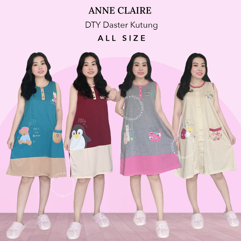 ANNE CLAIRE | DTY Daster Kutung Dewasa All Size Bahan Kaos Oblong Busui Bumil Baju Tidur Mamasize