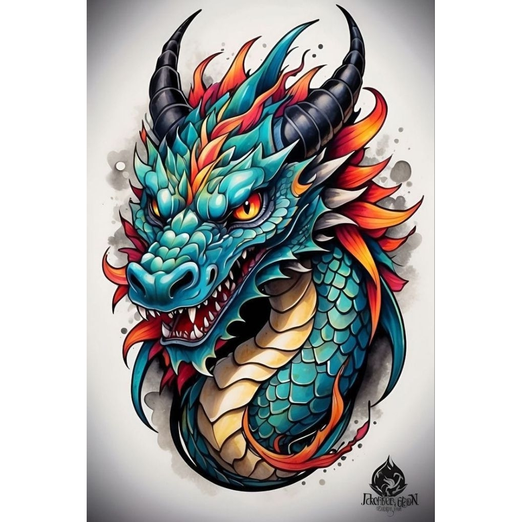 

stiker 3D naga keren, size 15 x 18 cm, stiker print sudah cutting, anti air