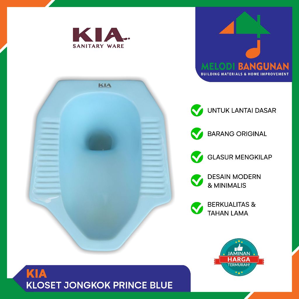 Kia - Closet + Kloset + Toilet Jongkok Squat WC Prince Blue Biru AS 20 CM Toto Garansi Resmi Pabrik