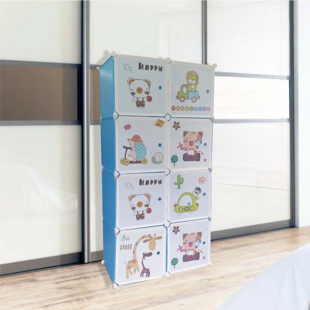 Lemari pakaian plastik/lemari 4 susun/lemari 8pintu/lemari pakaian karakter