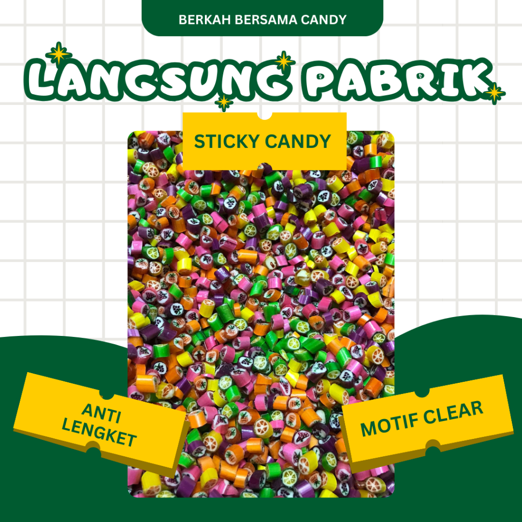 

Permen Sticky Candy Viral 1kg | Warna Warni Halal | Grosir Murah untuk Jual Lagi