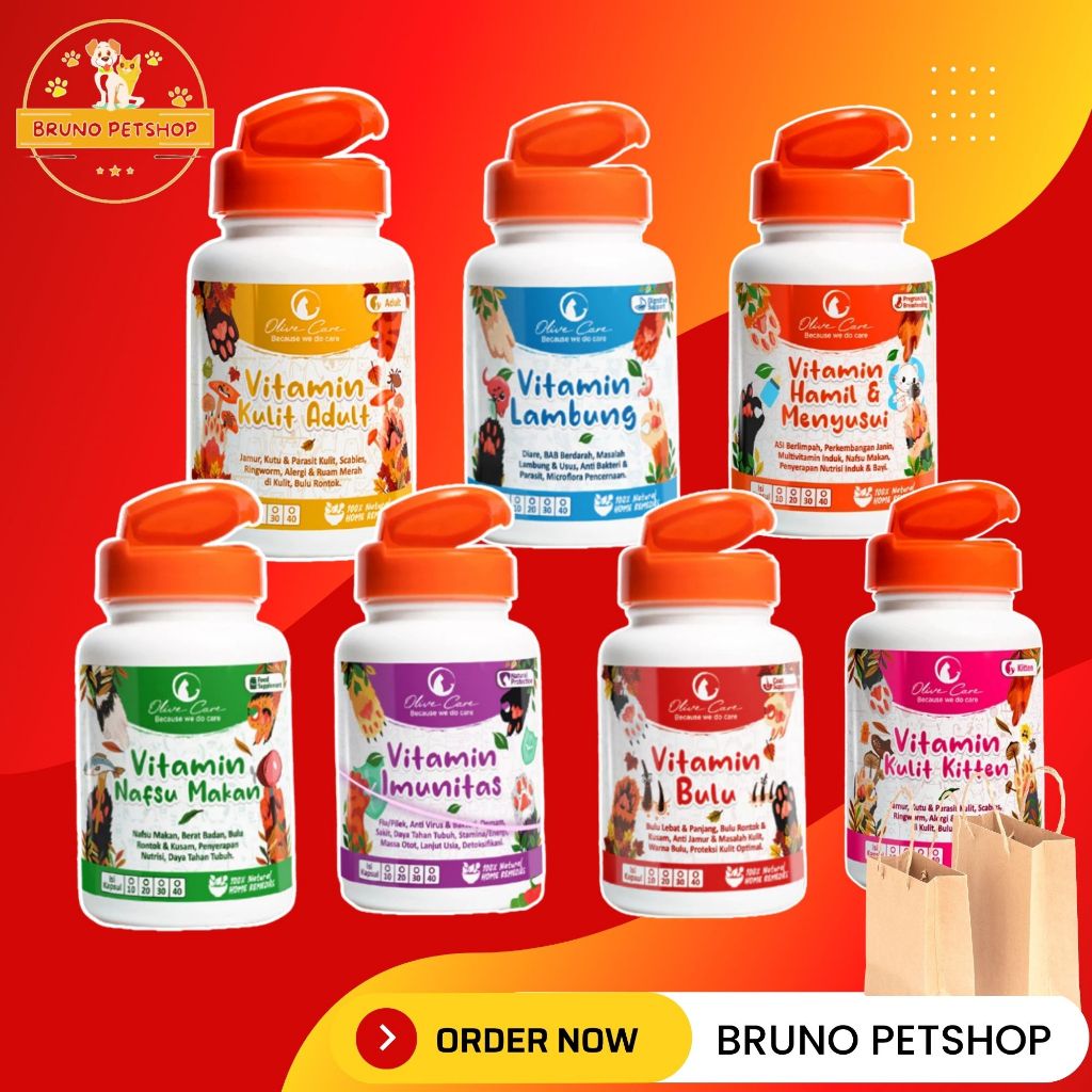 VITAMIN OLIVE CARE All Varian Obat Penggemuk Kucing Anak Kitten Cat Penambah Nafsu Makan Pelebat Bul