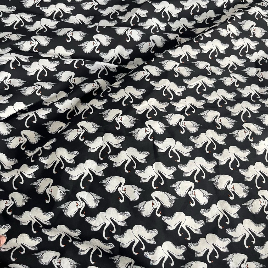 kain baby silk motif flamingo/ silk printing