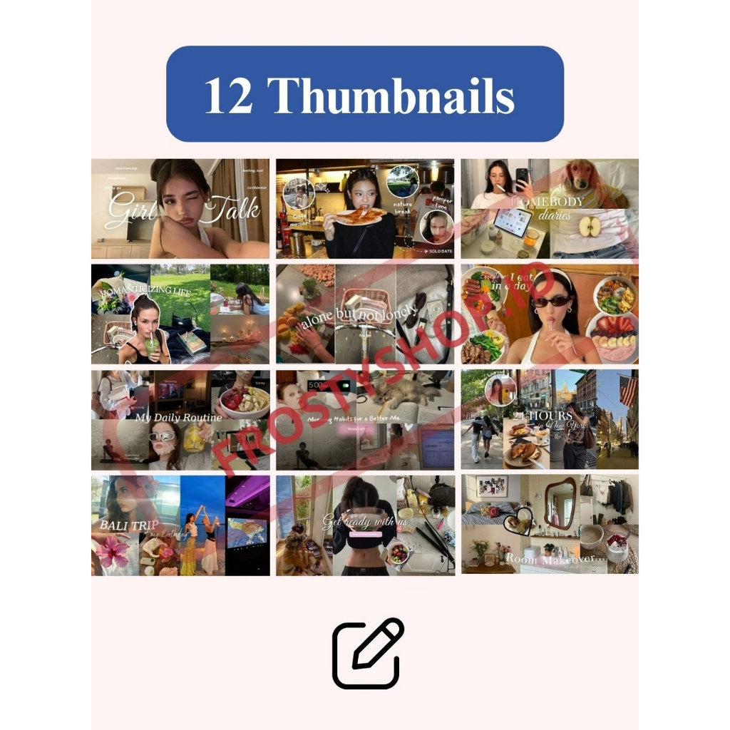 12 YouTube Thumbnail Canva Templates | Minimalist Neutral Aesthetic Collage Design | Editable Video 