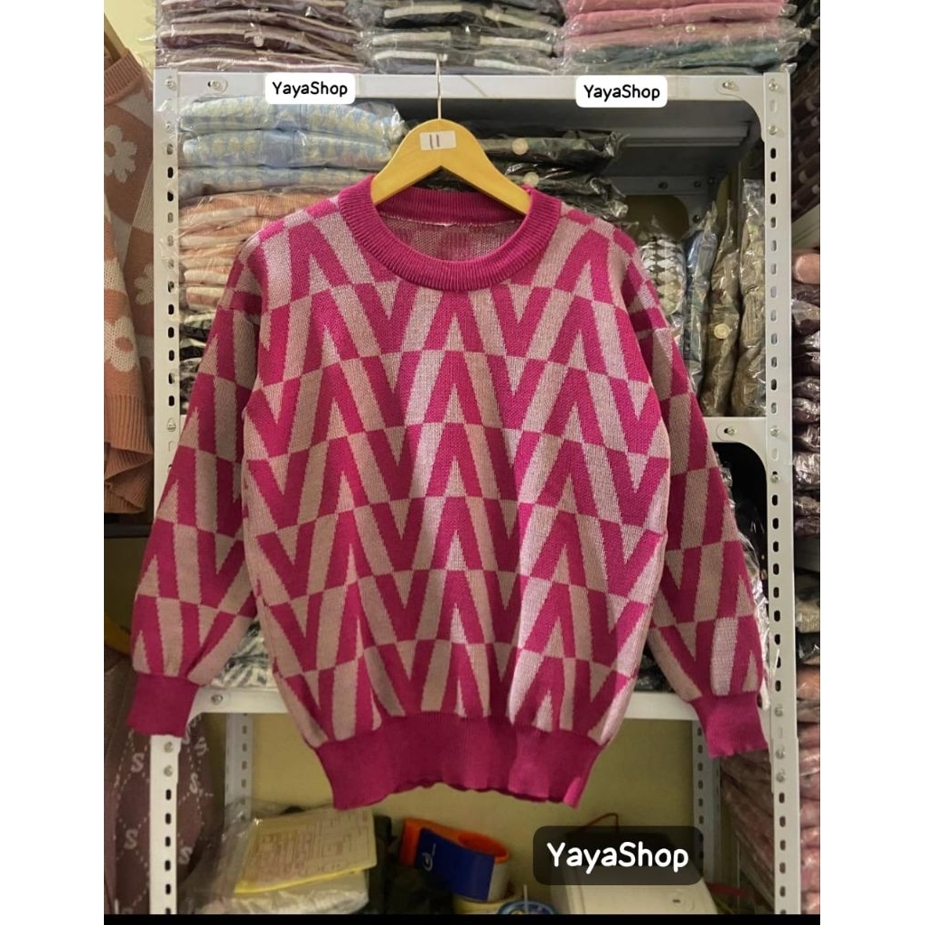 Sweater Motif V/Sweater Rajut Motif V