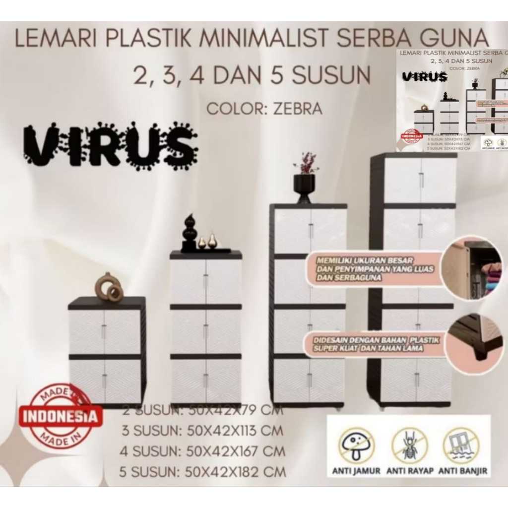 PROMO!LEMARI PLASTIK / LEMARI PAKAIAN / RAK PLASTIK 5 SUSUN 10 PINTU / 4 SUSUN 8 PINTU / 3 SUSUN