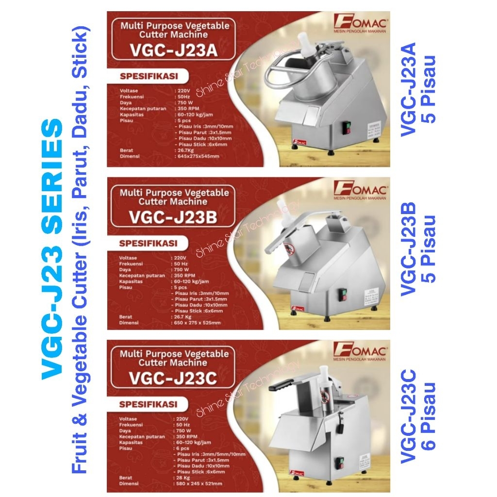Fomac Multi Purpose Vegetable Cutter Machine VGC-J23A VGC-J23B VGC-J23C Mesin Pemotong Sayur utk Iri