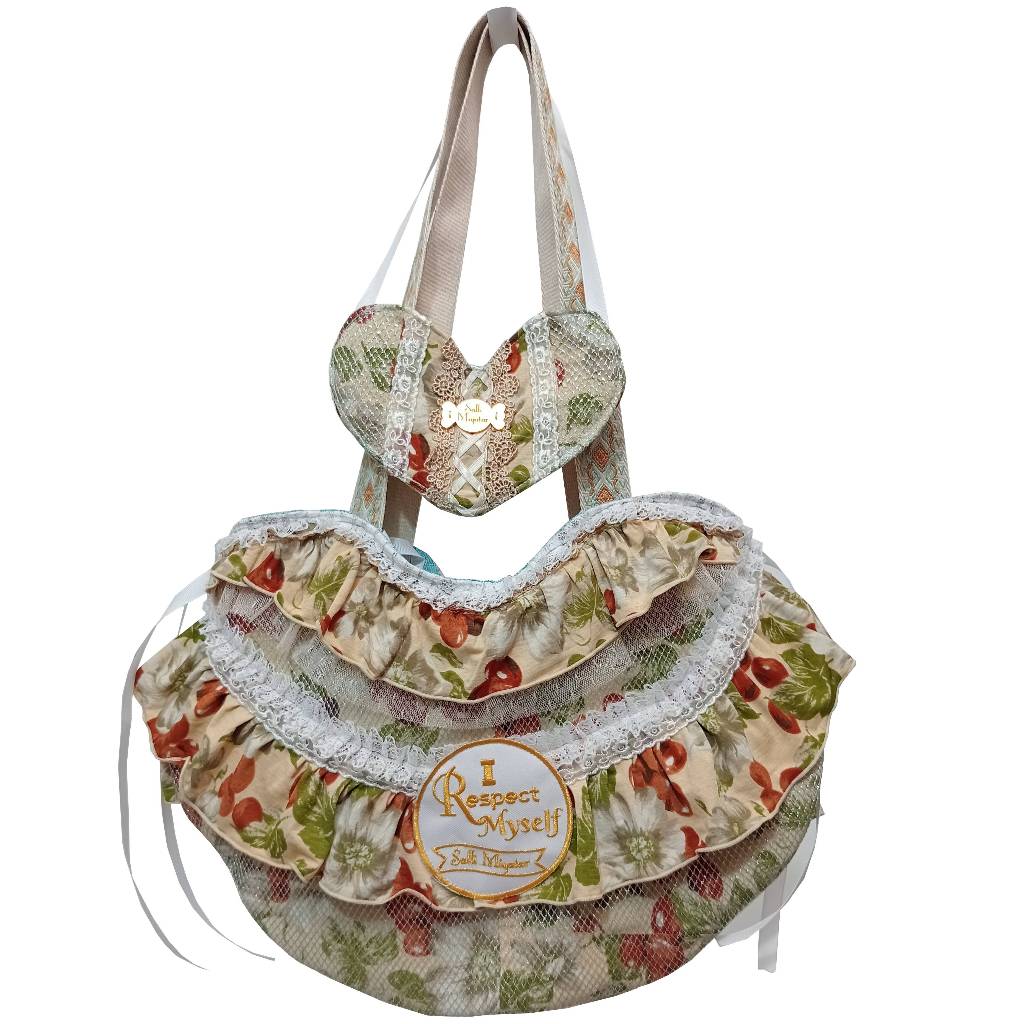 Salli Miyatar Vintage Heart Green Tote Bag Tas Super Heavy Duty VIP One of a Kind Designer's Bag