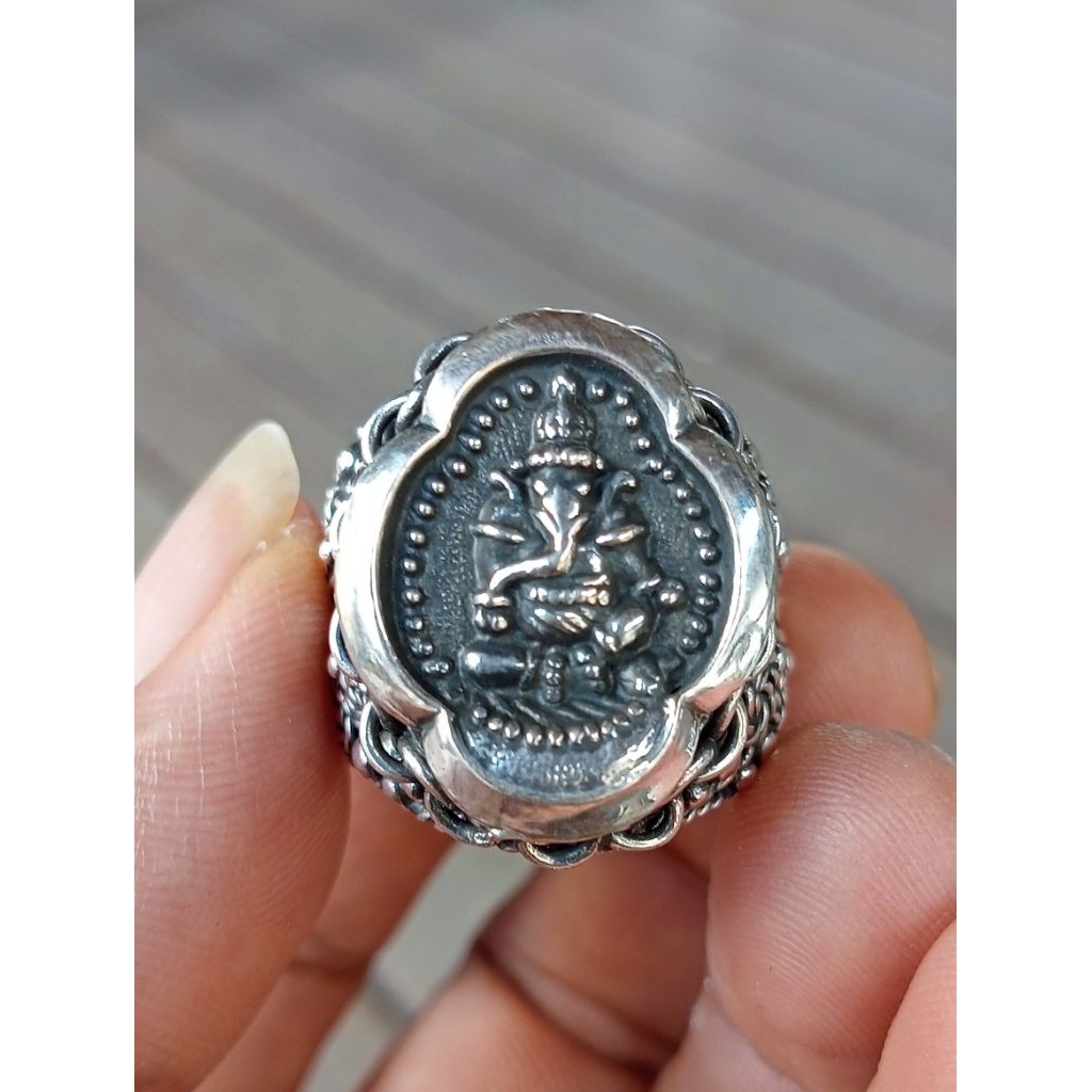 Cincin ring Silver Perak stempel Bali motif Ganesha