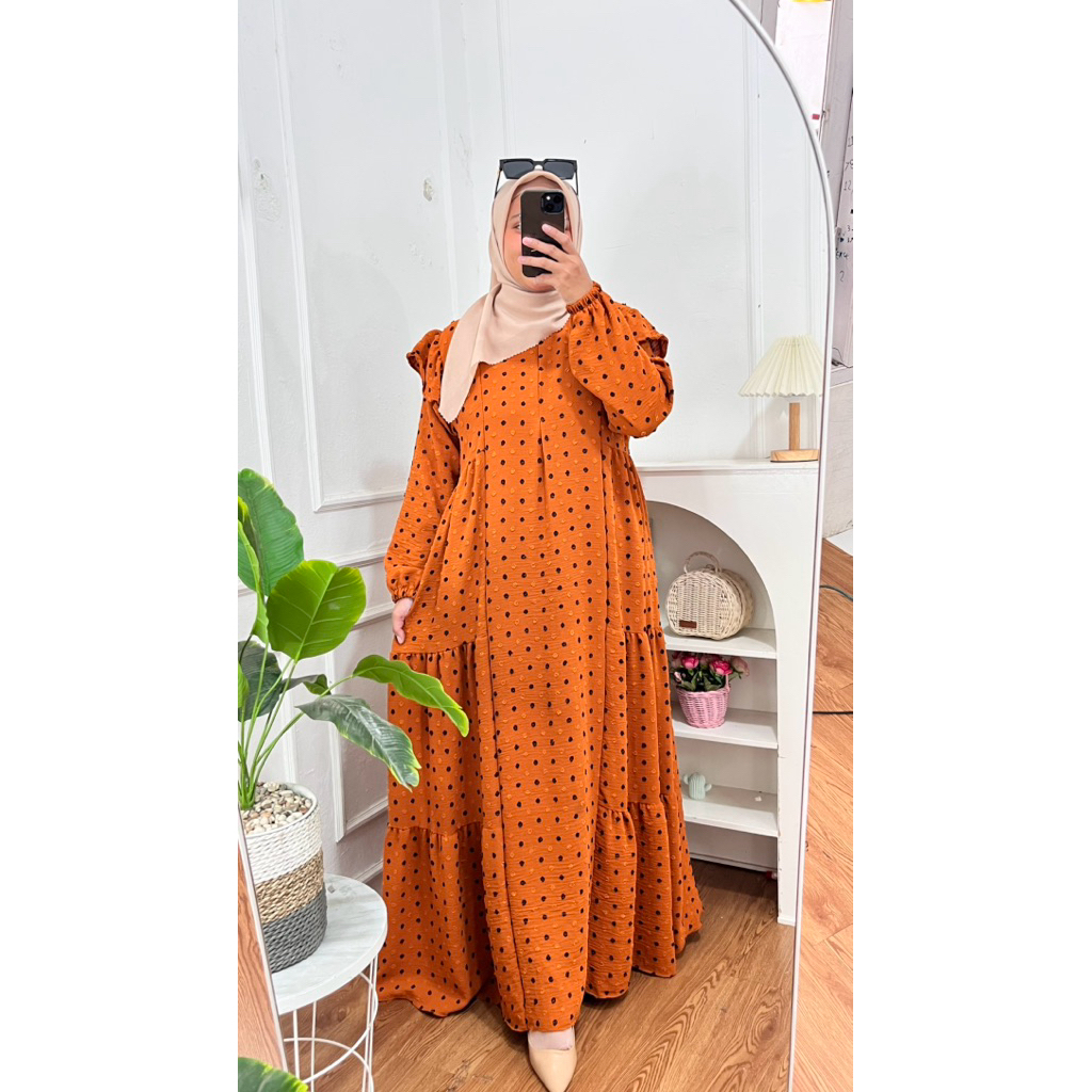 Cuci Gudang Gamis Dress Katun Ceruty Misbee Crinkle Syakila Monalisa