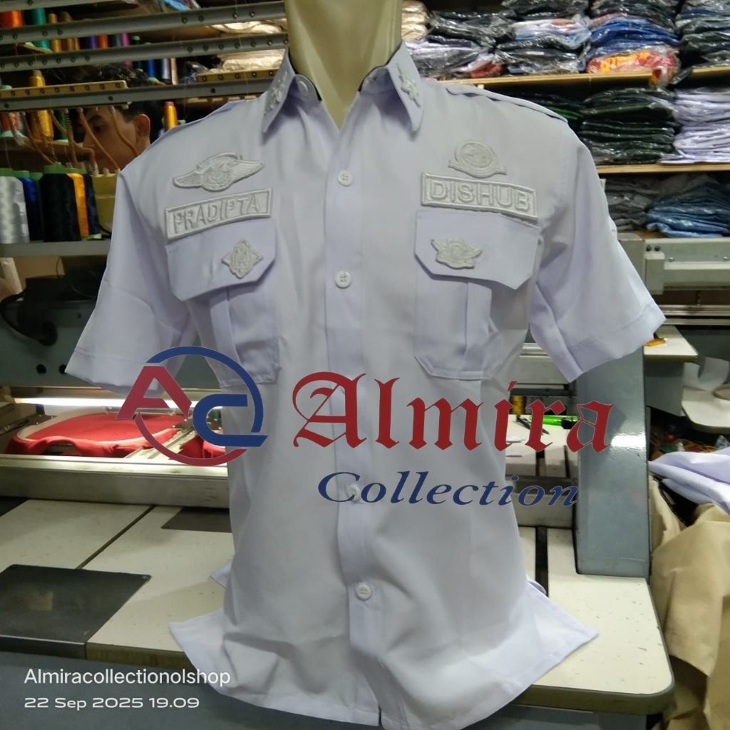 kemeja dishub putih bordir timbul seragam dishub putih baju dishub putih