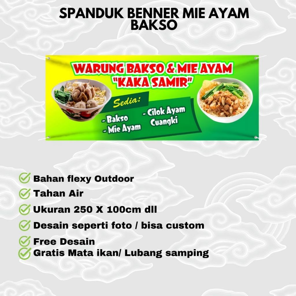 SPANDUK/MMT BENNER BAKSO DAN MIE AYAM CUSTOM ECOGREEN