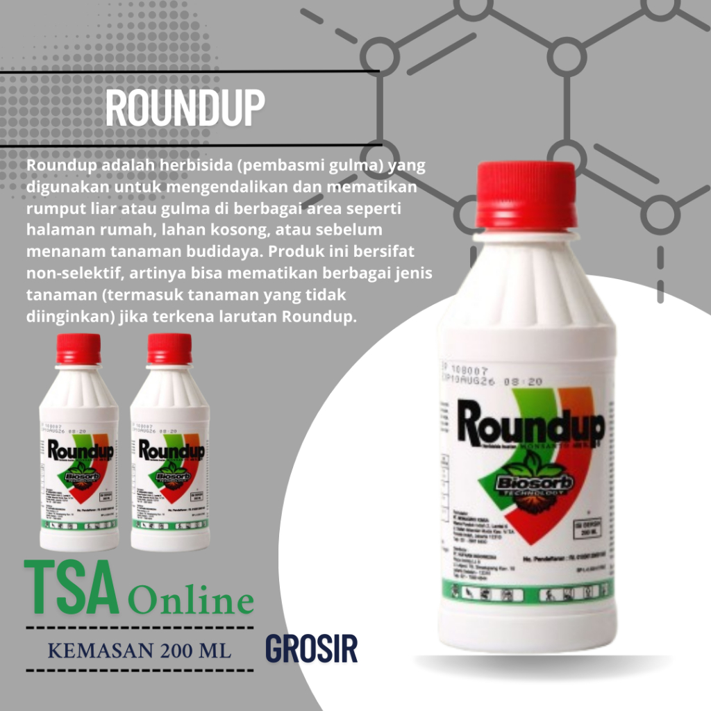 Roundup 486 SL - 200ML HARGA GROSIR 10PCS ( Herbisida ) Pembasmi Rumput Liar