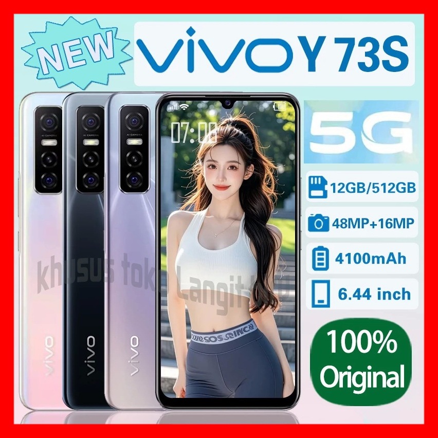 VIVO Y73S 5G SMARTPHONE HP RAM 12GB/512GB Baru ORI HD+ 48MP Kamera Belakang Layar 6.44 inci Garansi 