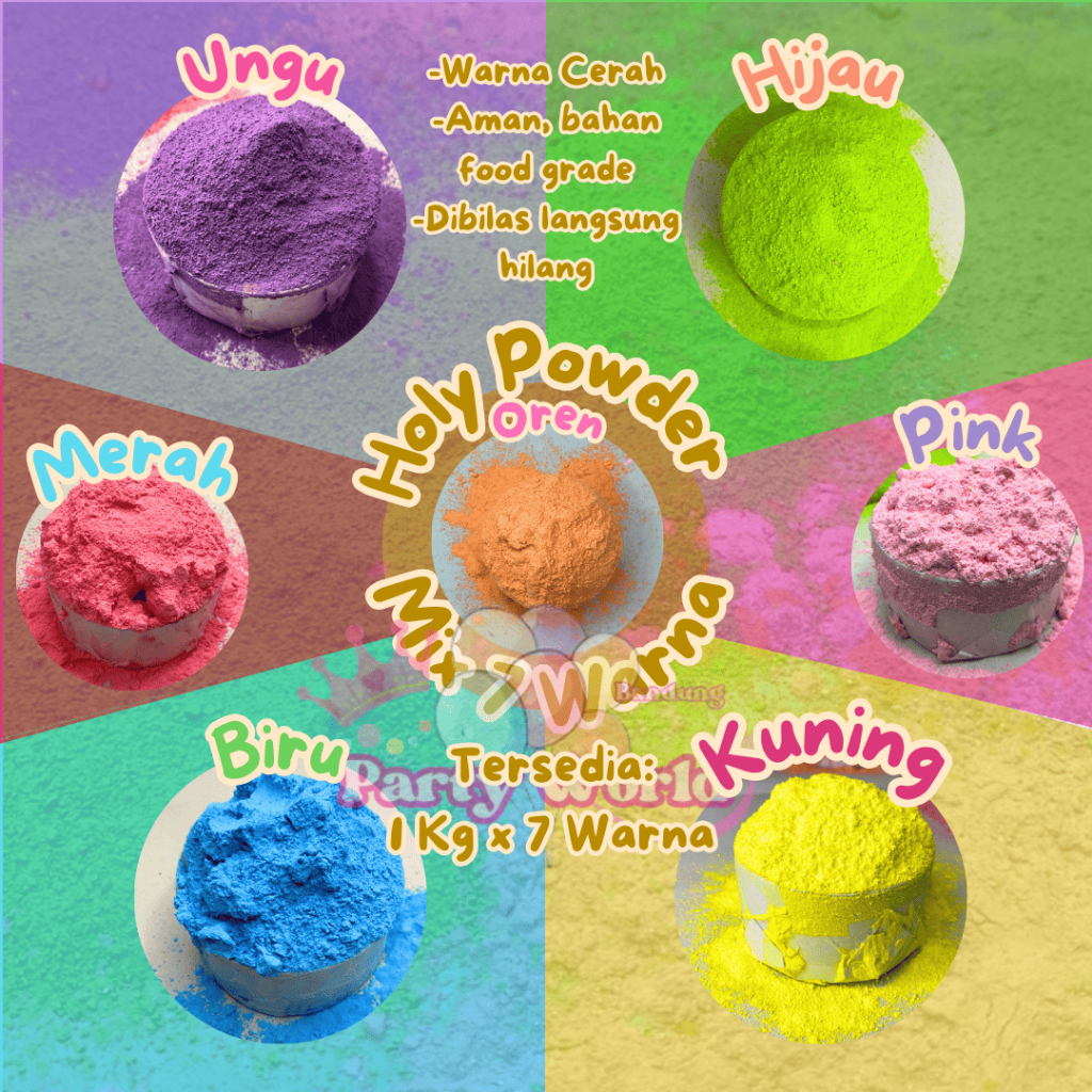 Paket Holy Powder 7 kg / Bubuk warna Tepung Holi Powder Warna Color Run