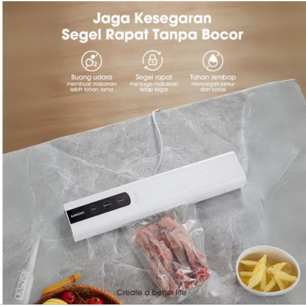 [SAMONO SW-VS60] Vacuum Sealer 2 in 1 Wet & Dry Mesin Pres Makanan Vakum Segel Plastik Panjang 37cm 
