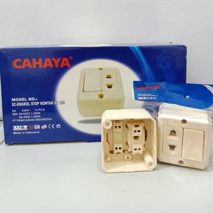 OB Engkel + Saklar SC 203 Cahaya / Engkel Stop Kontak OB Cahaya SC 203 Lubang Colokan + Sakelar Caha